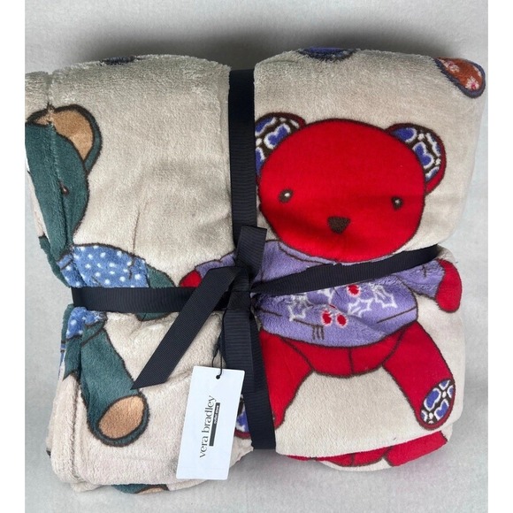 Vera Bradley Essential Throw Blanket‎ Toasty Teddies Pumice Stone 50"x80" Cozy - Picture 4 of 5